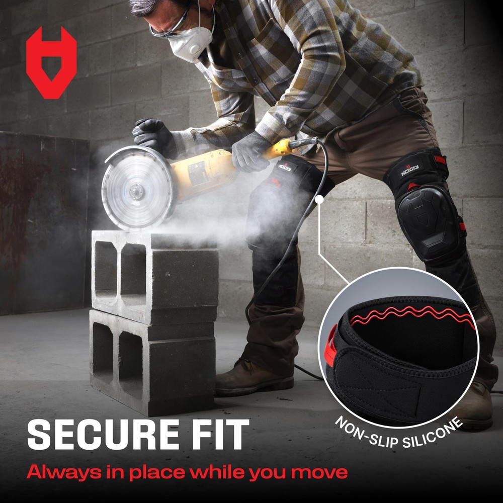 NoCry Professional Work Knee Pads for Men Construction with One Size, Black