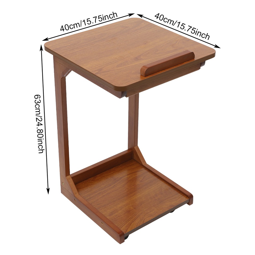 C-shaped Table Couch Table Sofa Bed Side Table W/ Wheels 40*40*63cm 0-40° Angle~