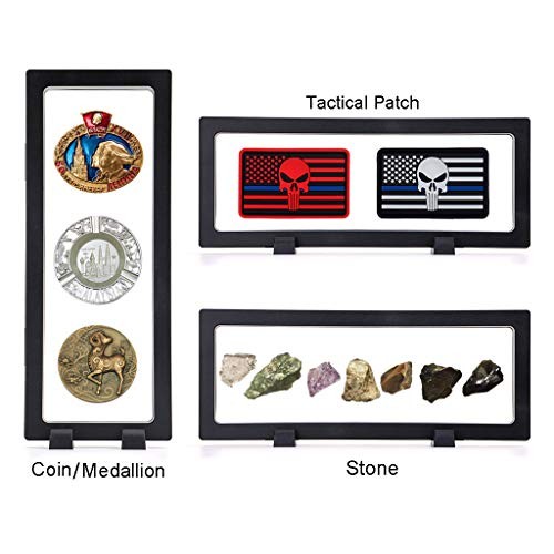 Skelang 3 Pcs 3D Floating Display Case, Black Display Stand Assorted Sizes