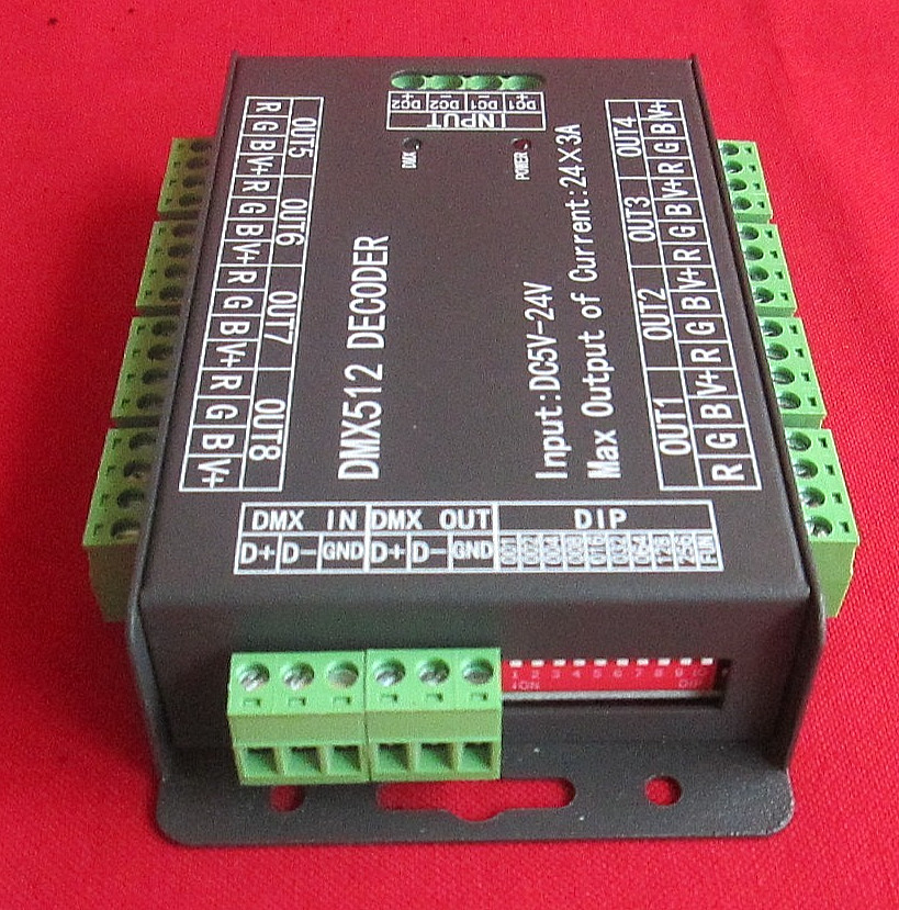 New High Power 24 Channel RGB 3A/CH DMX512 Controller Led Decoder Dimmer