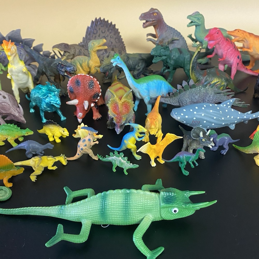 Lot 60+ Vintage Plastic Dinosaur Figures Mixed Prehistoric Toy Bundle Bulk