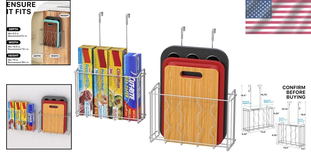 Versatile Over Cabinet Storage Holders - Lightweight & Stylish Silver Design