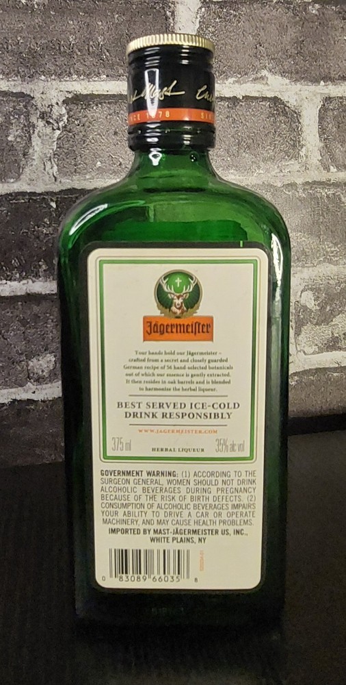 EMPTY!! 375ml Jagermeister Bottle