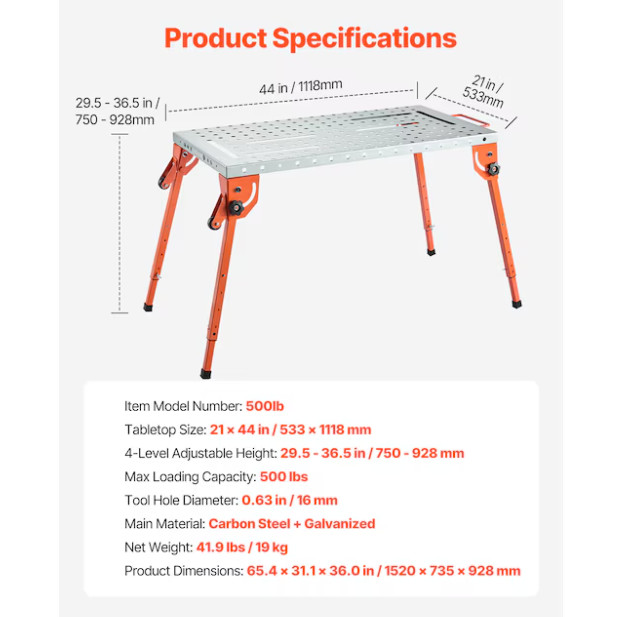 SVOPES 44" x 21" Welding table