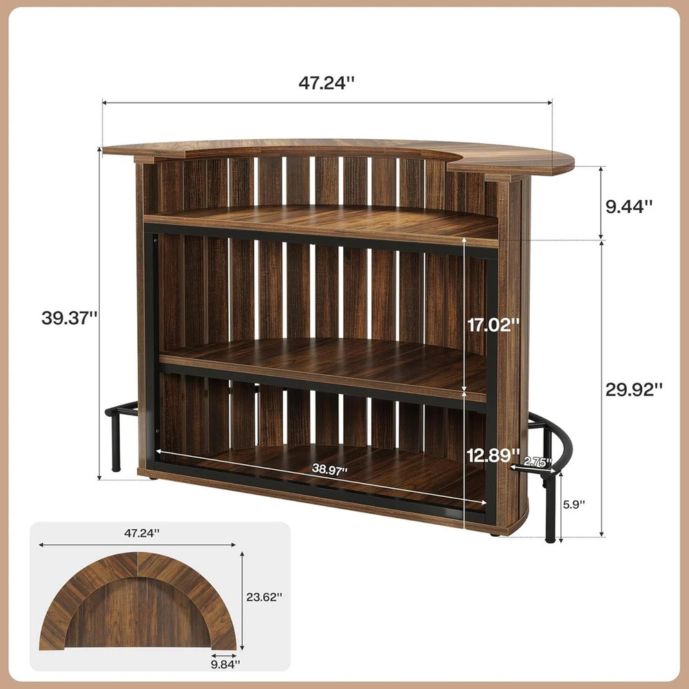 Stylish Bar Table,Arc-Shaped Bar Cabinet,Coffee Table