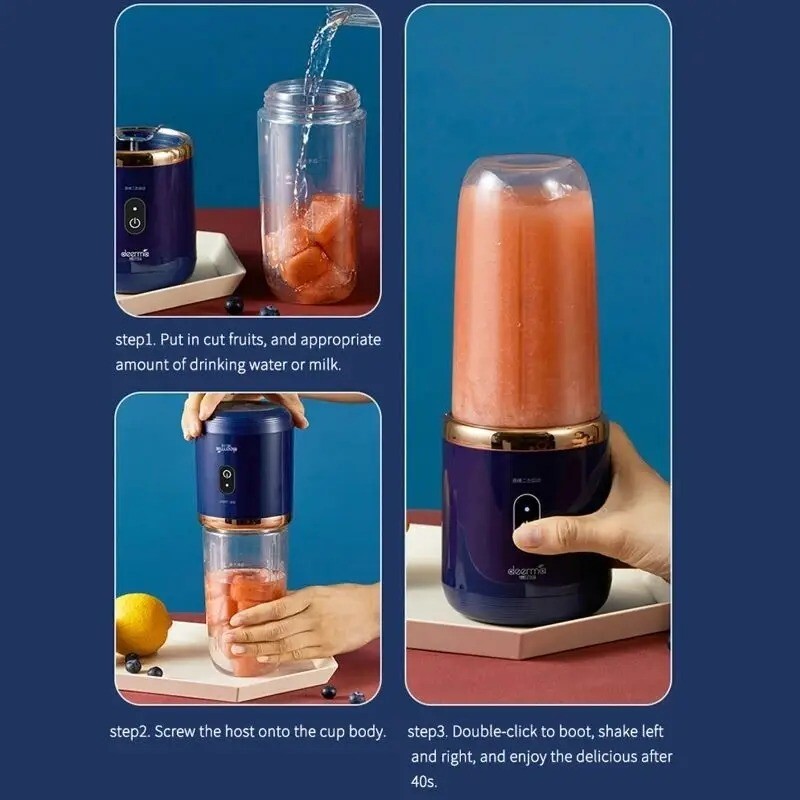 Portable Electric Juicer Cup Fruit Blender Maker Bottle Mixer USB Rechargeable