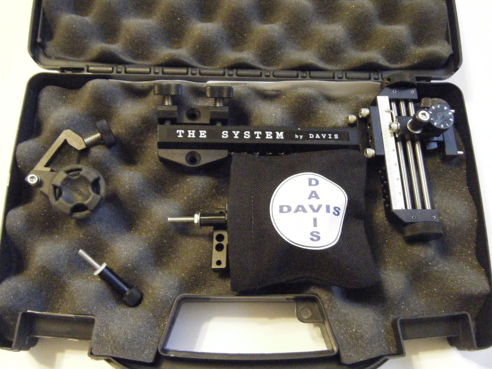 4" DAVIS TARGET SIGHT- Double knob-5.75 -black/black knobs-scope .019 green,,