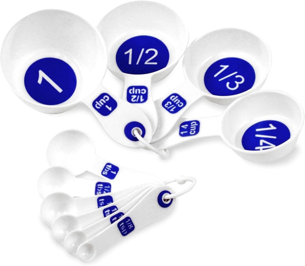 Durable Plastic Measuring Cup Set, 10-Piece in Bright White - Dishwasher Safe
