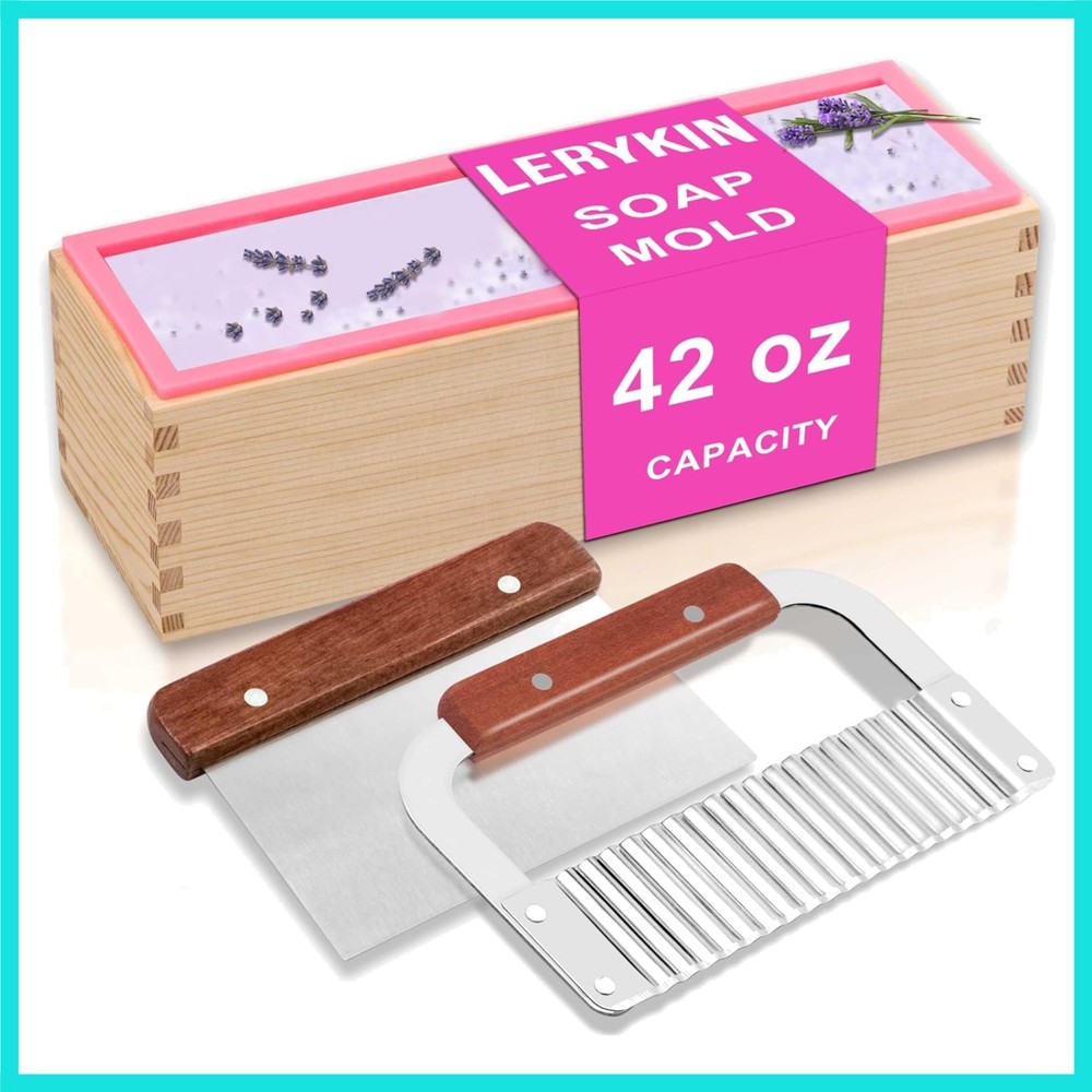 Rectangular Soap Mold Kit with Cutter- 42oz Flexible Silicone Loaf Soap Mold ...