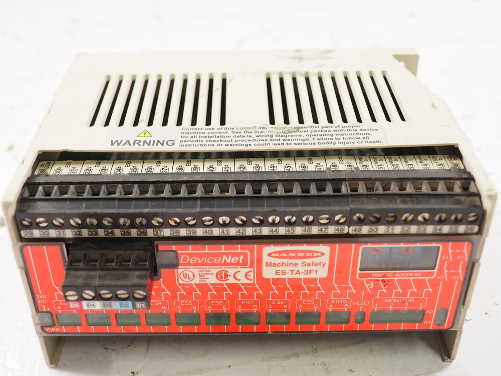 BANNER ES-TA-3F1 DeviceNet MACHINE SAFETY RELAY SWITCH MODULE
