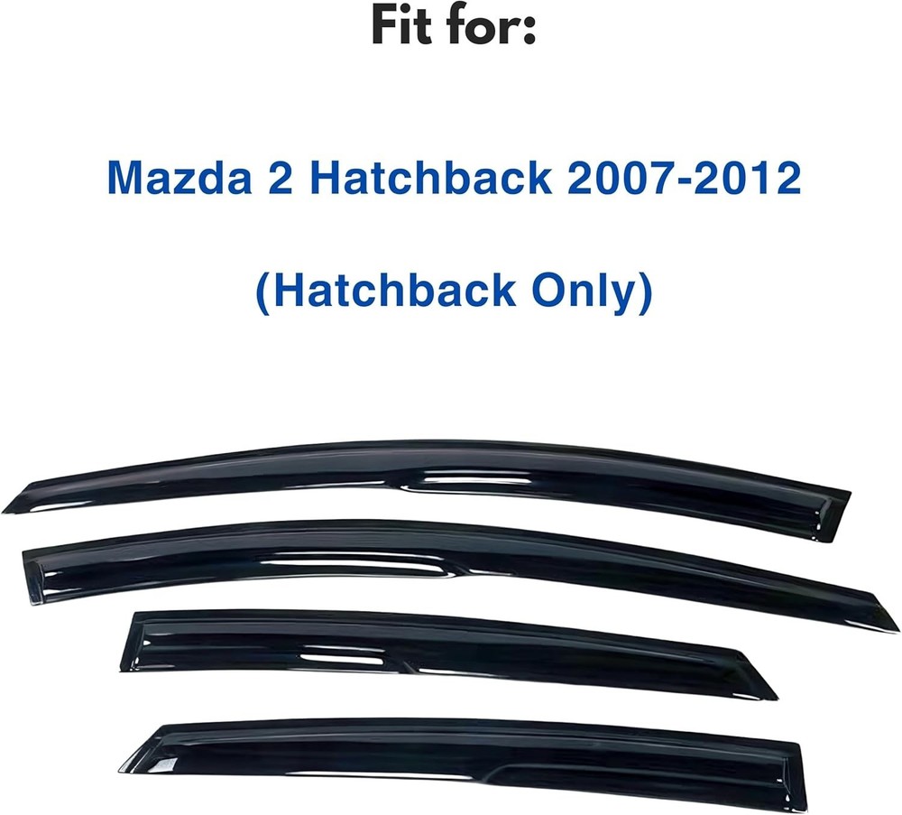IG Window Visor for Mazda 2 Hatchback 2007-2012, Rain Guard Tape-On Extra Dur...