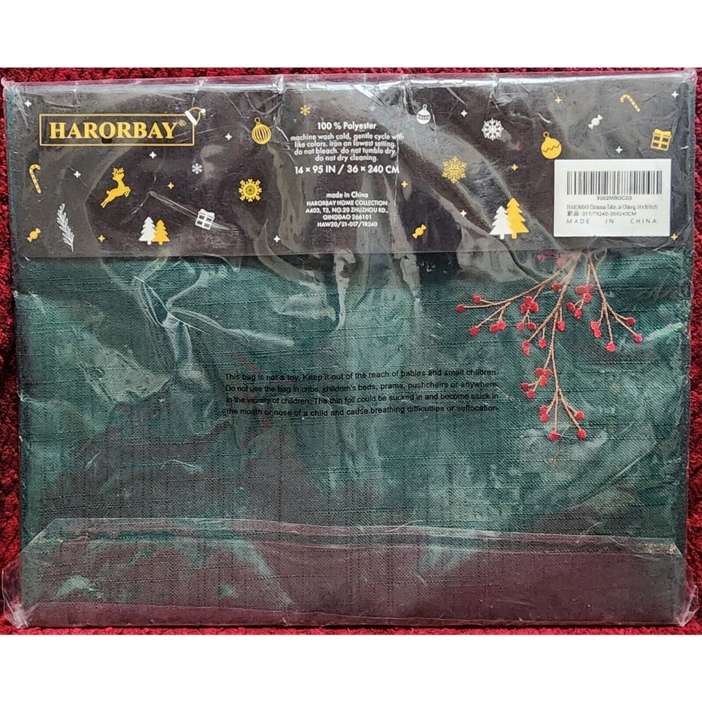 HARORBAY ROCKY THROSTLE TABLE RUNNER CHRISTMAS HOLLY TREE RED BIRD