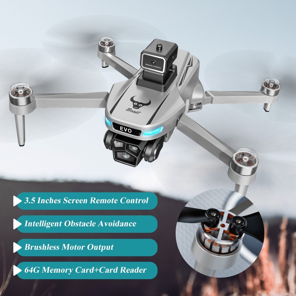 4K Camera Drone with RC Screen Foldable Brushless Quadcopter Obstacle Avoidance