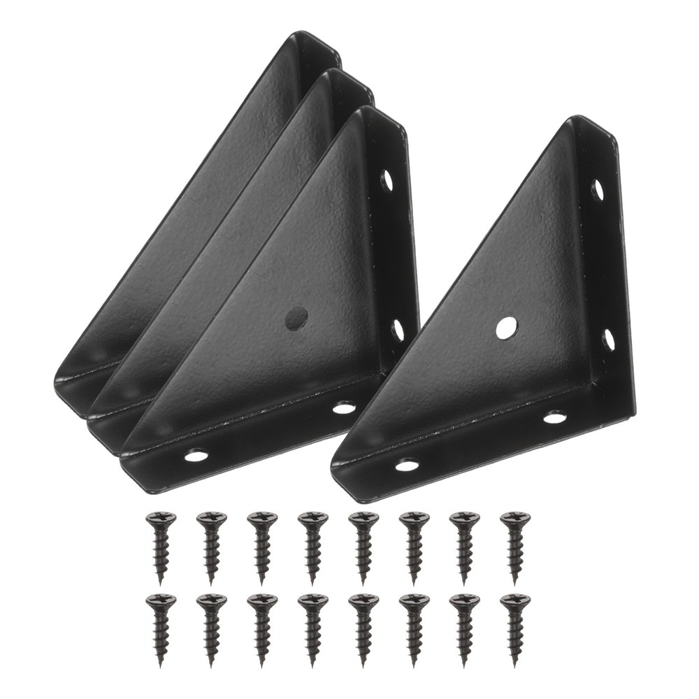 4 Hinged Angles 66mm x 66mm Carbon Steel Black Triangular Angles