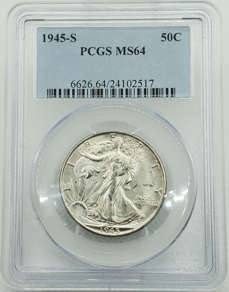 1945-S Walking Liberty Half Dollar PCGS MS64 Toned Reverse