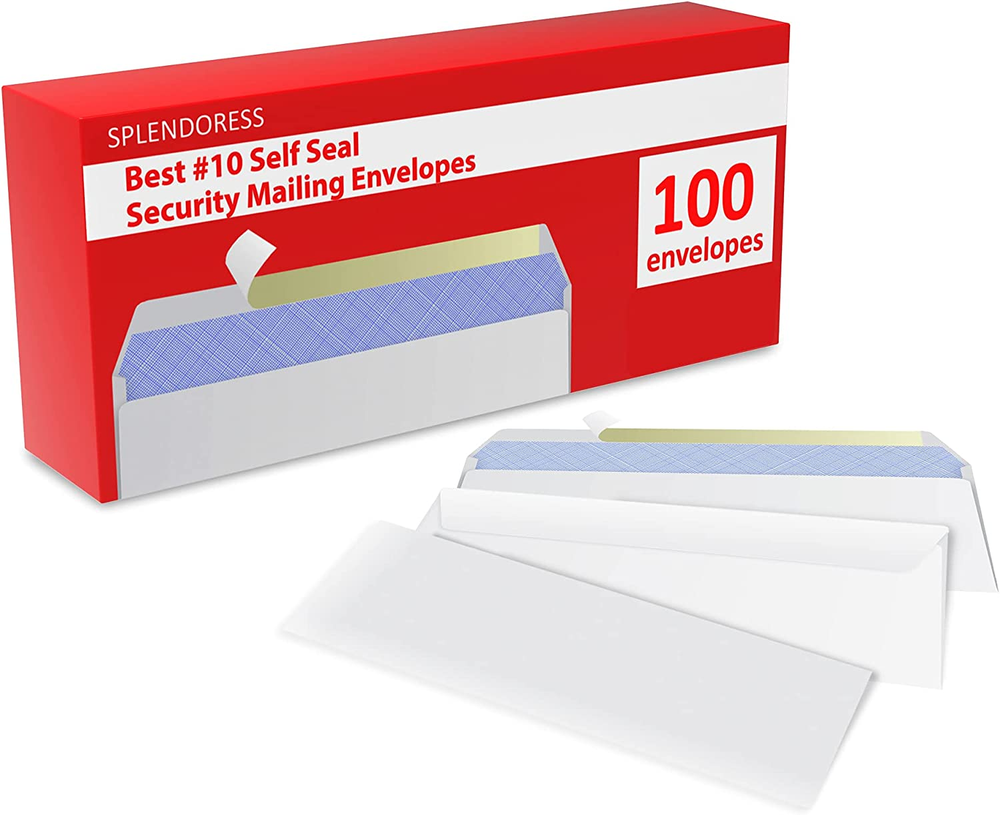 100 Mailing Envelopes, Self Seal Letter Size, Number #10 White Windowless Securi