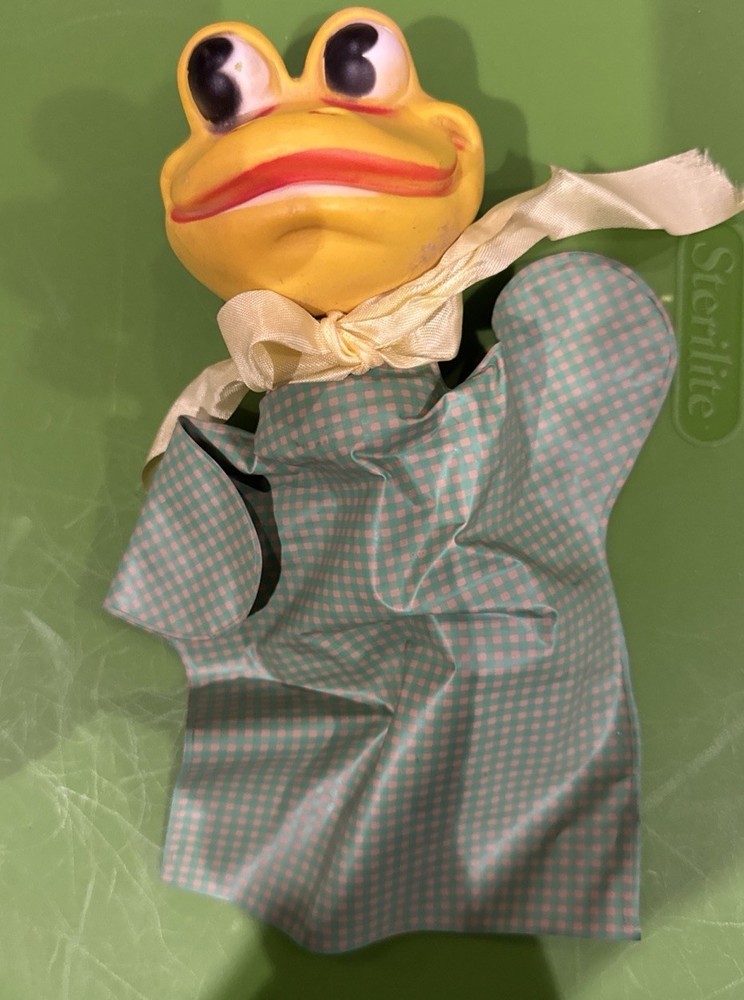 Vintage Frog Hand Puppet With Vinyl Body