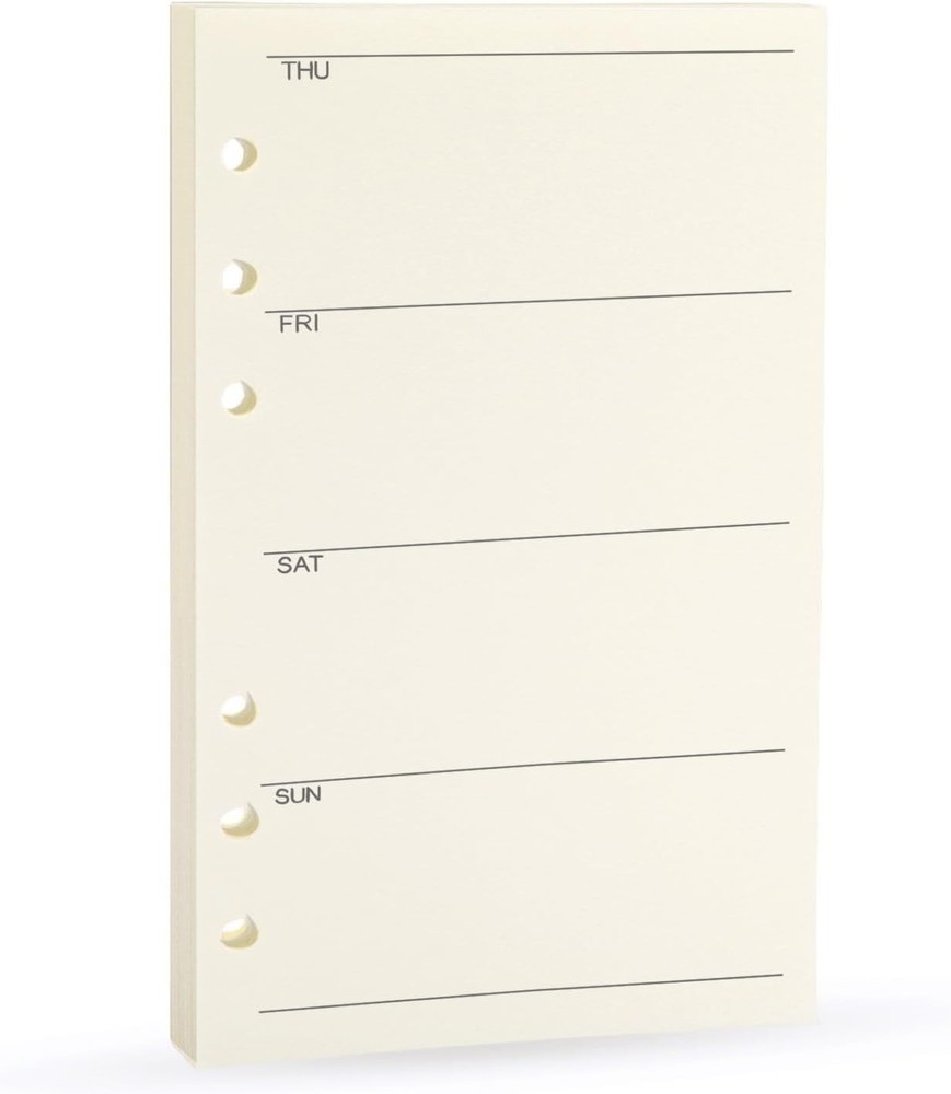 Compact A6 Weekly Planner Refill - 45 Double-Sided Sheets for Easy Planning