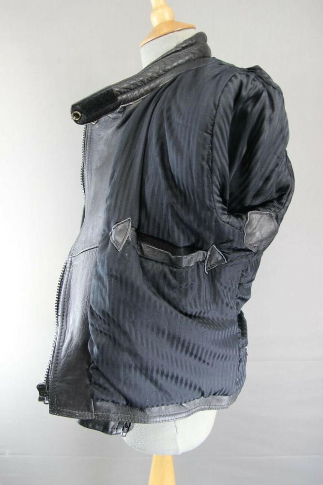 CLASSIC BLACK LEATHER SPORTEX A5 BIKER JACKET: SIZE 14