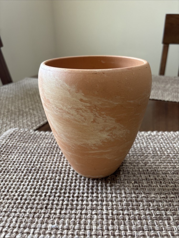 Studio Art Pottery Earthenware Planter Germany Orange Swirl