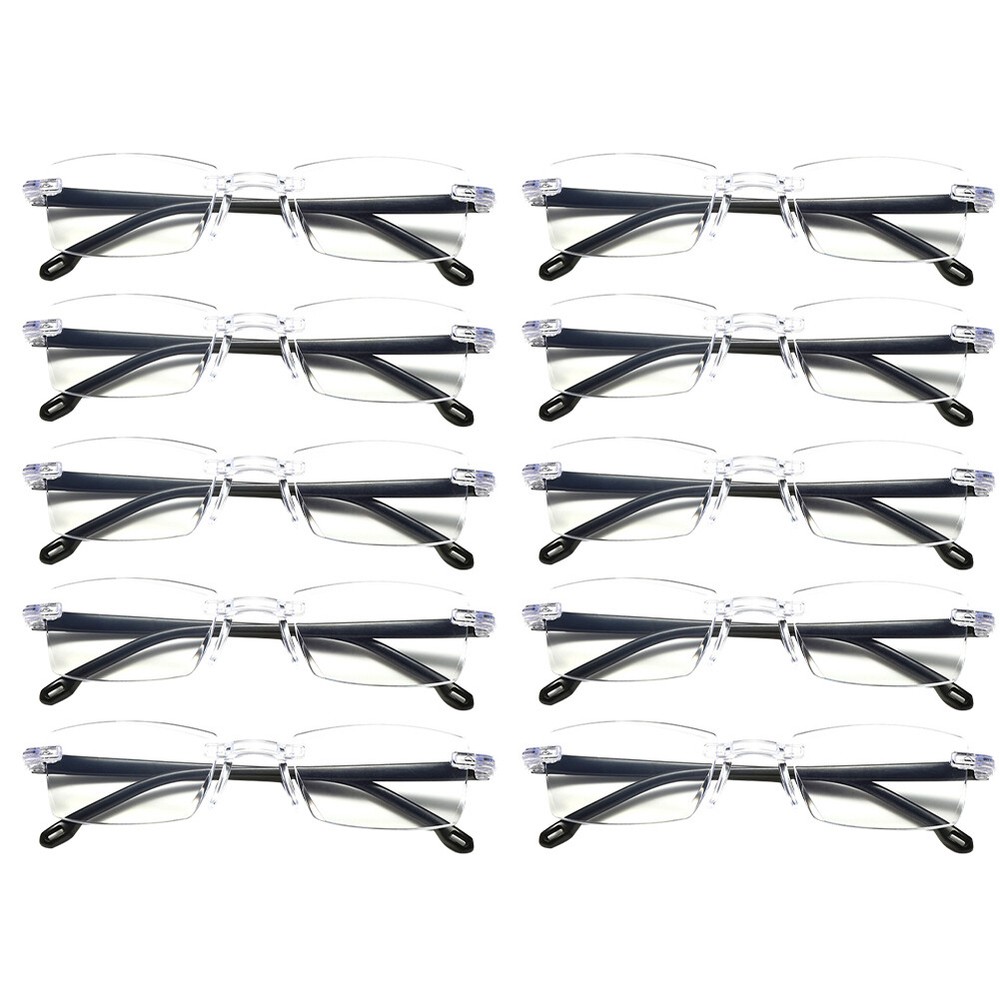 US 5-10 Pc Rectangular Rimless Blue Light Blocking Reading Glasses Unisex Reader