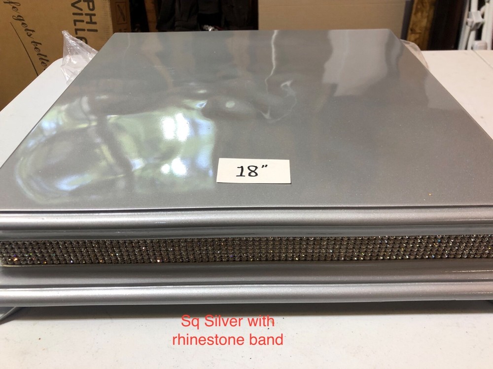 18" sq Silver bling wedding cake stand
