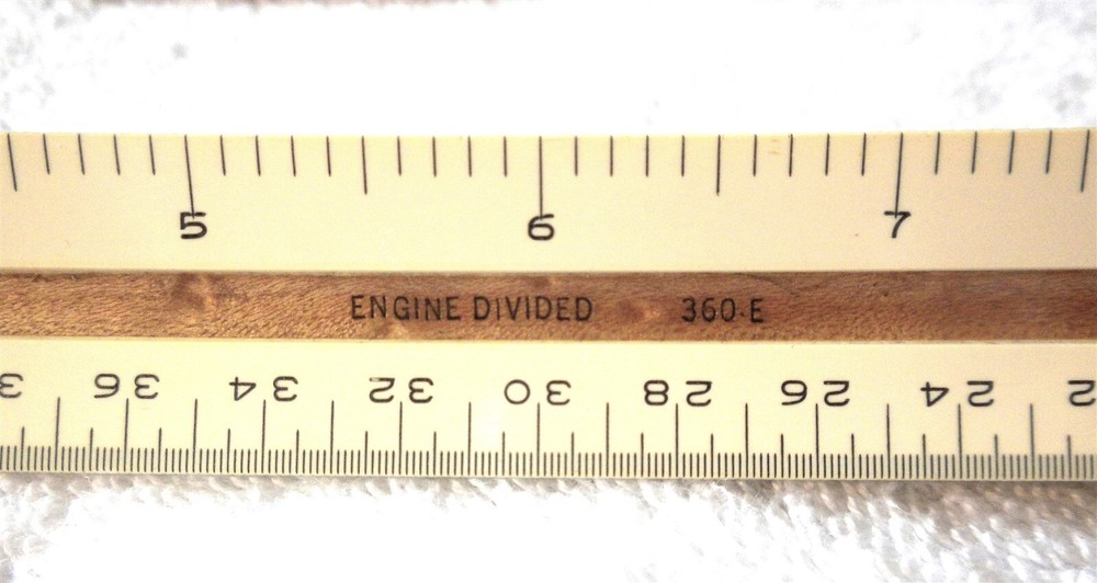 VTG ENGINE DIVIDED 360.E TRIANGULAR 3 SIDED PLASTIC WOOD RULER 12 INCHES &METRIC