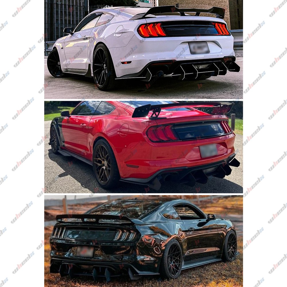 V2 Style Glossy Black Rear Diffuser & Side Splitter For Ford Mustang 2015-2023