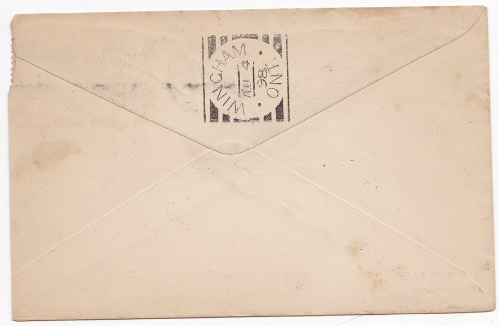 CANADA HAMILTON FLAG CANCEL & WINGHAM SQUARED CIRCLE POSTMARKS 1898 TOWN CLERK