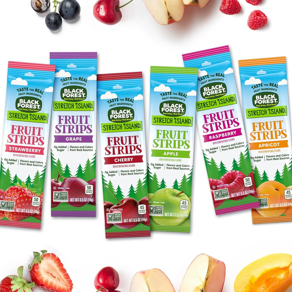 , Stretch Island, Fruit Strips, Cherry, Apple, Raspberry, Grape, Strawberry, and