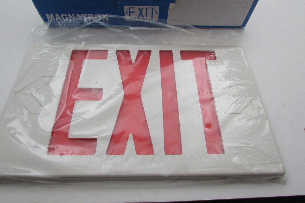 LED Exit Sign Magnatron Emergency Light Double Face w/ Battery Backup -- MAGU2RW