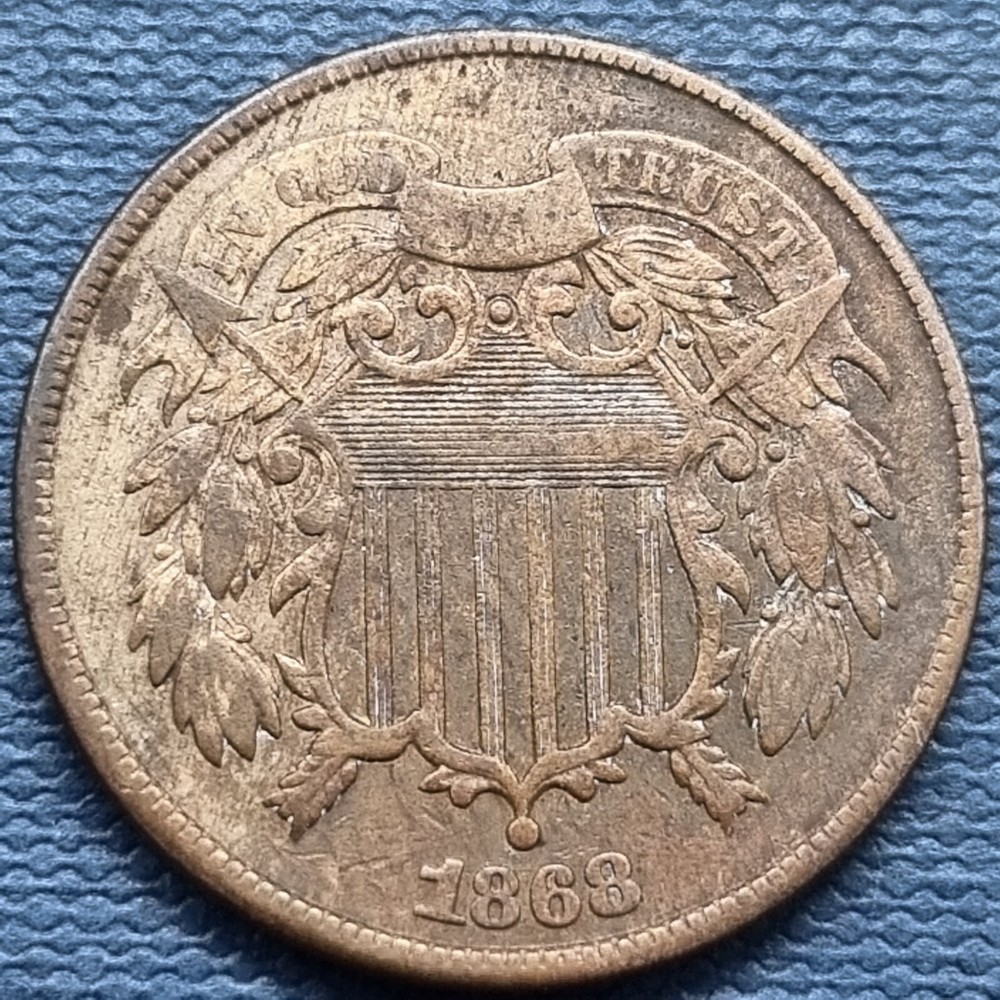1868 Two Cent Piece 2c Better Grade VF - XF Details #82361
