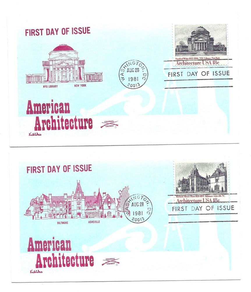 1928-31 Architecture 1981 Colonial, set of four FDCs