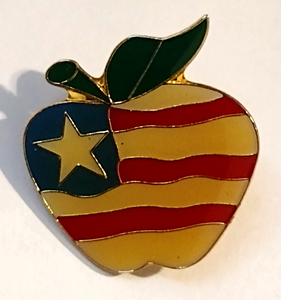 Patriotic Apple Lapel Pin