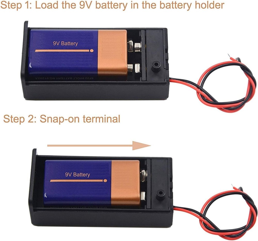 (Pack of 2) 9v Battery Holder, 9 Volt Holder with Switch, Battery...