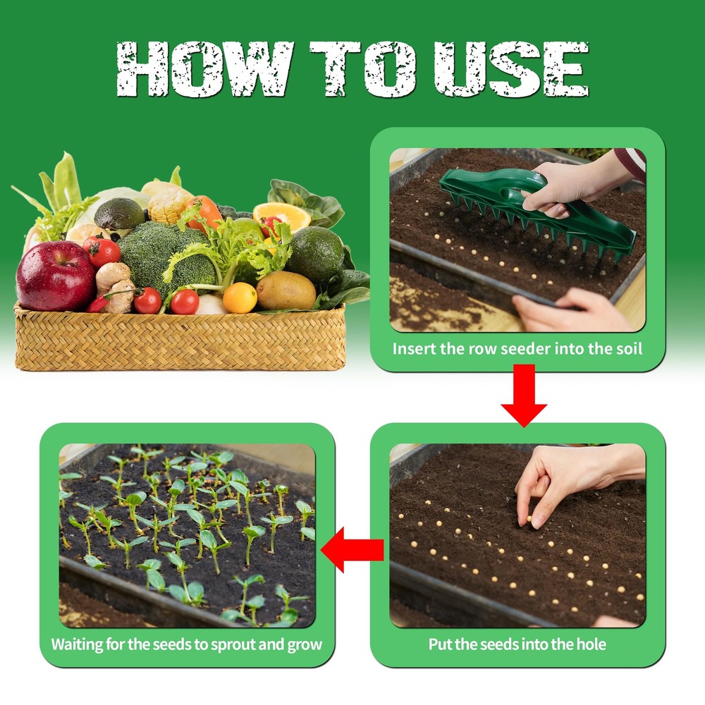 The Row Seeder – Handheld Garden Tool for Precise Seed & Seedling Green