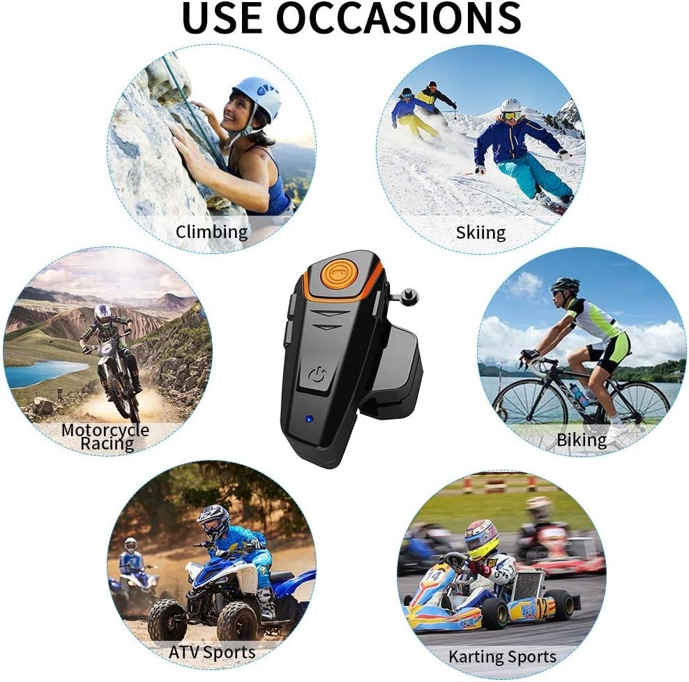 Lightweight Waterproof Bluetooth Headset for Motorcycles, ATVs, and Racing