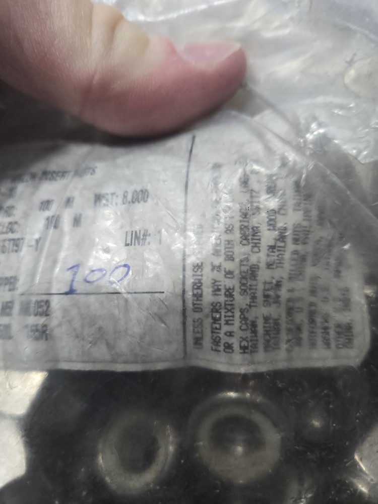 Hardware HEX NUTS NYLON INSERT 1/2-13 HEAVY LOCKNUT NUT 100 Pc