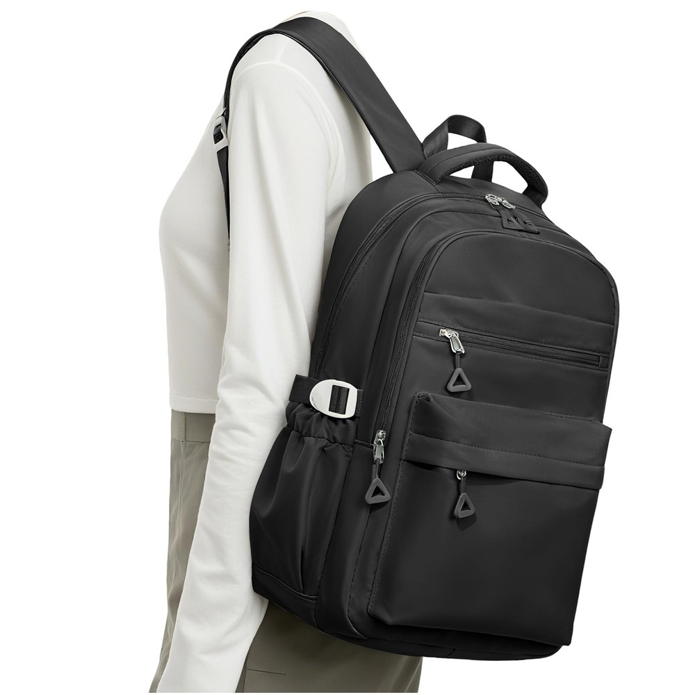 Black Backpack College Students Aesthetic Middle School Waterproof Bookbag