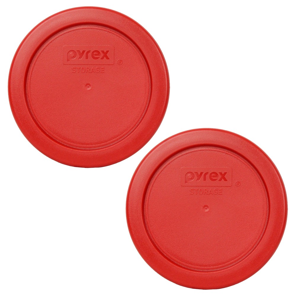 Pyrex 7202-PC Poppy Red Plastic Replacement Storage Lid Cover (2-Pack)