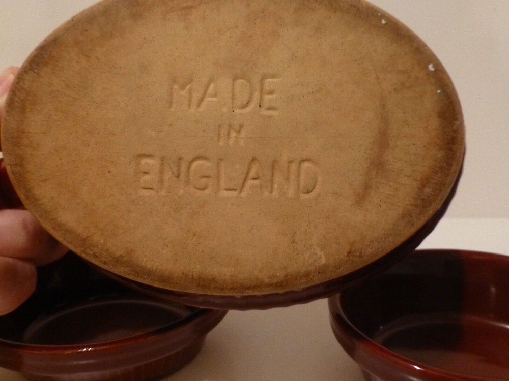 Brown Stoneware (3) Baking Custard Ramekin Dishes England (S5
