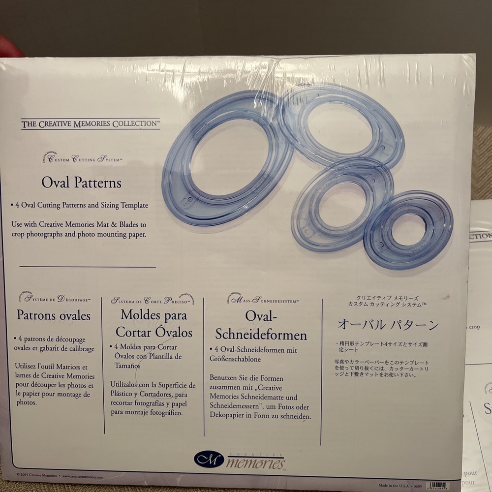 Creative Memories Custom Cutting System 3 Blades Mat + 3 Oval Patterns Teplates