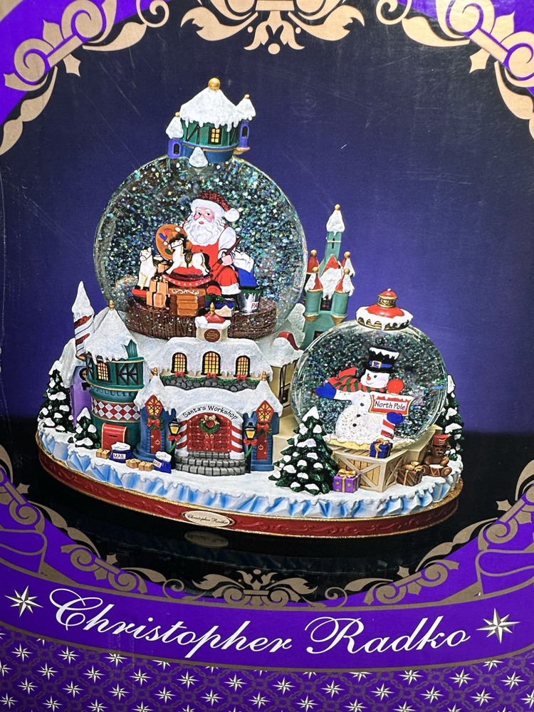 Christopher Radko North Pole Workshop Snowglobe Musical Blowing Snow w Box