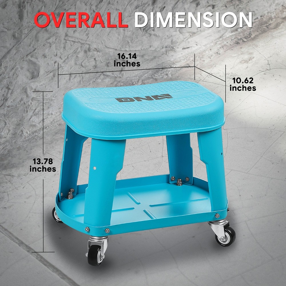 300 LBs 360-Degree Removable Workshop Tool Rolling Garage Stool Mobile Seat Blue