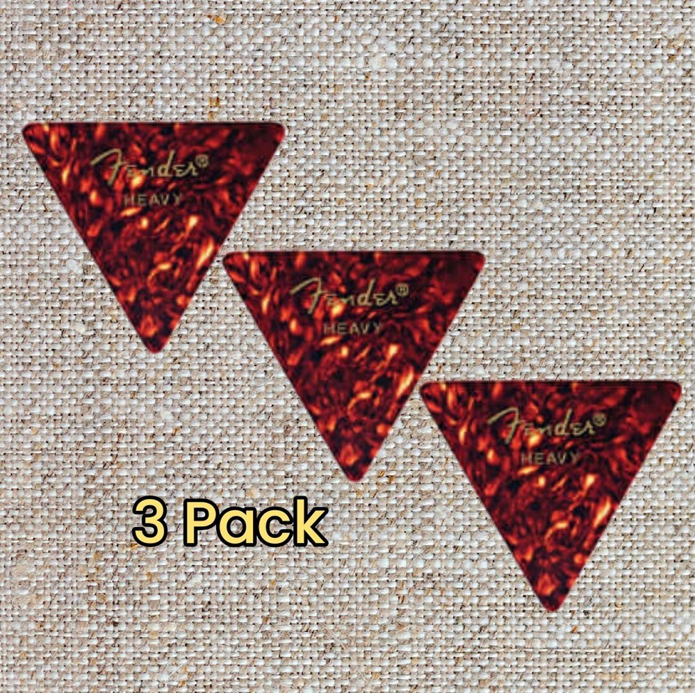 Fender Triangle Tortoise Celluloid 355 Heavy Picks 3 Pack