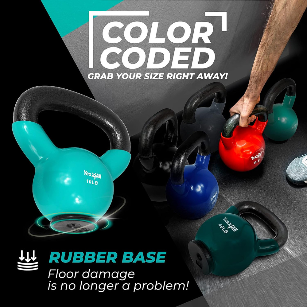 Kettlebell Set for Women, Rubber Base Weights (10-65 Lbs)