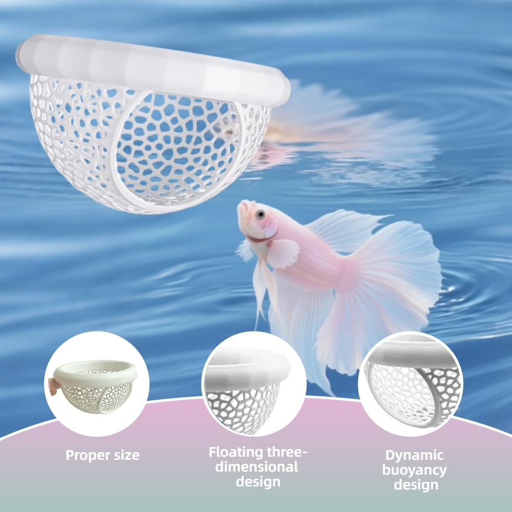 Laoha 2 PCS Floating Betta Hammock & Shrimp Shelter – 3D Printed White