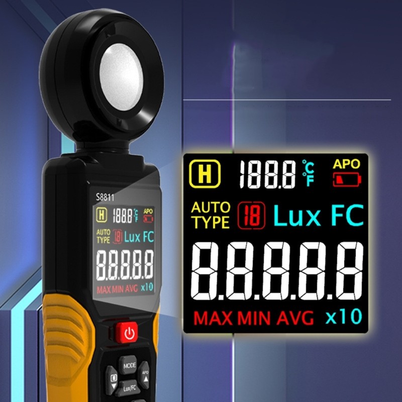 Handheld Light Intensity Meter Multifunction Mode Large Display Data Recording