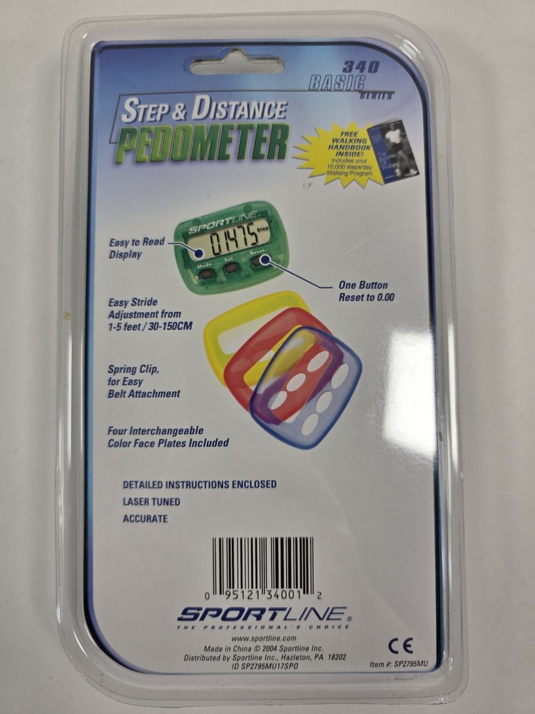 Sportline Pedometer Step & Distance Counter Basic Model 340 interchangeable face