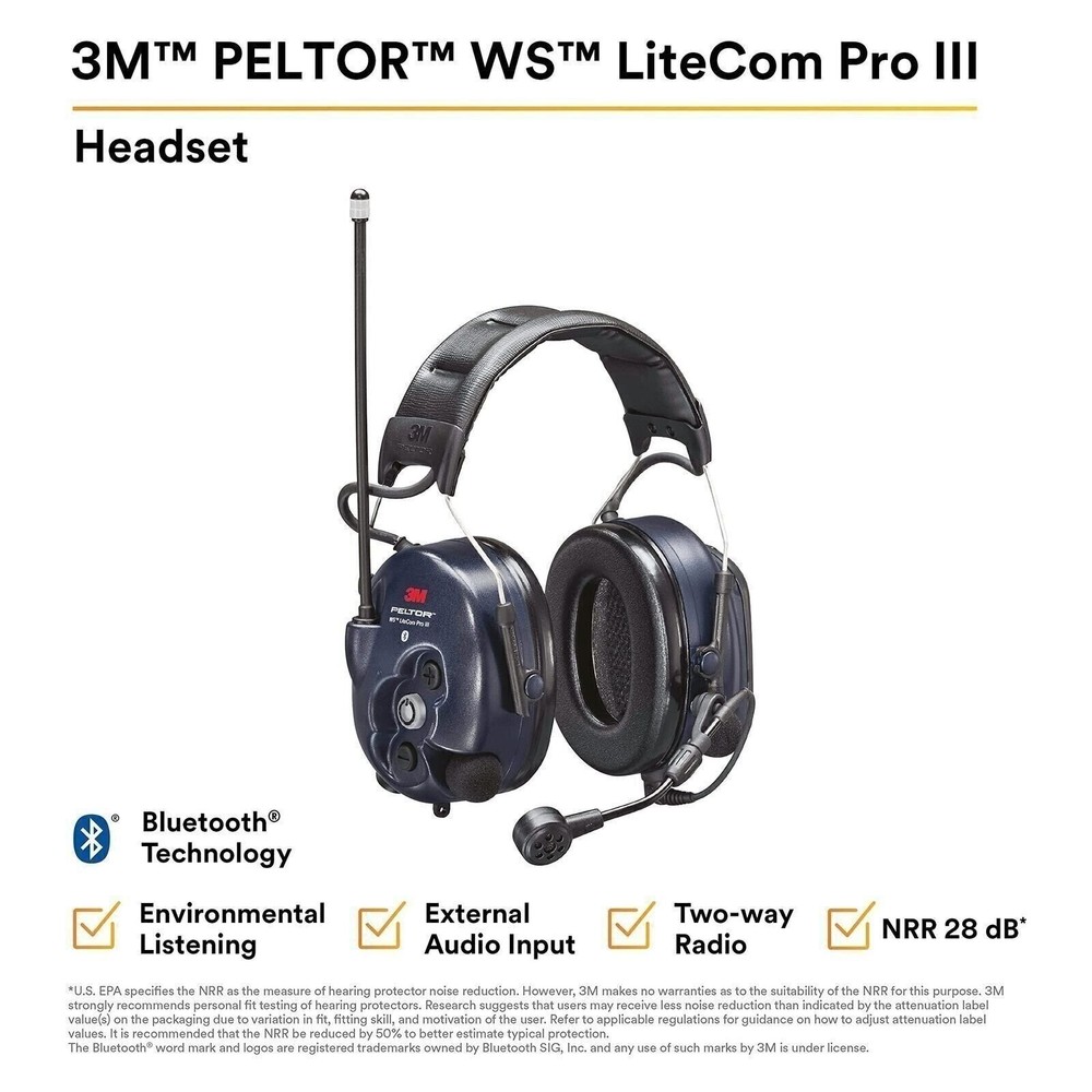 3M PELTOR LiteCom PRO III Headset, Headband, Professional Grade